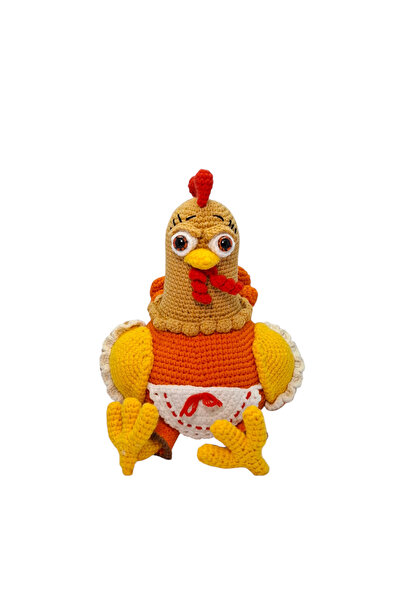 El Yapımı Amigurumi Örgü Tavuk Oyuncak - Önlüklü Sevimli Mutfak Ve Oda Dekoru Tavuk Figürü (18 cm)