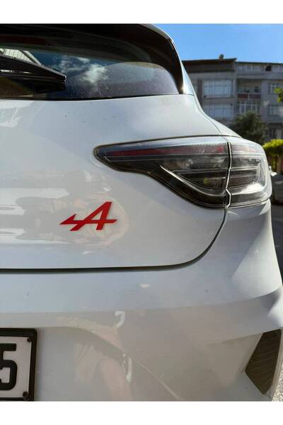 ARKT STİCKER Renualt Clio Alpine Arka Logo ASA 3D Baskı Siyah 1 Adet Kırmızı