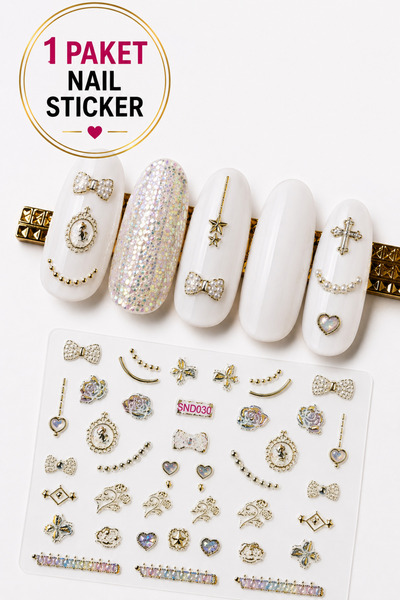 5D Gold Tırnak Sticker Tırnak Tattoo - Takma Charm Süsleme
