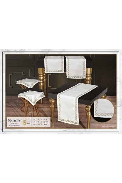 Ceki Home Living room set 5 pieces linen tablecloth runner set dowry matilda ...