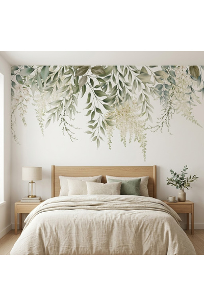 DecorDrive Tavandan Sarkan Yeşil Sarmaşıklar Botanik Duvar Kağıdı
