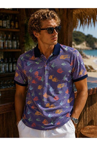 İLKCET MODA Men's Digital Printed Collared Premium T-Shirt