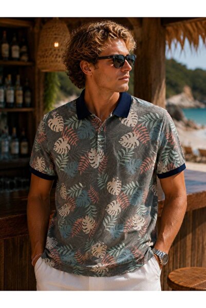 İLKCET MODA Men's Digital Printed Collared Premium T-Shirt