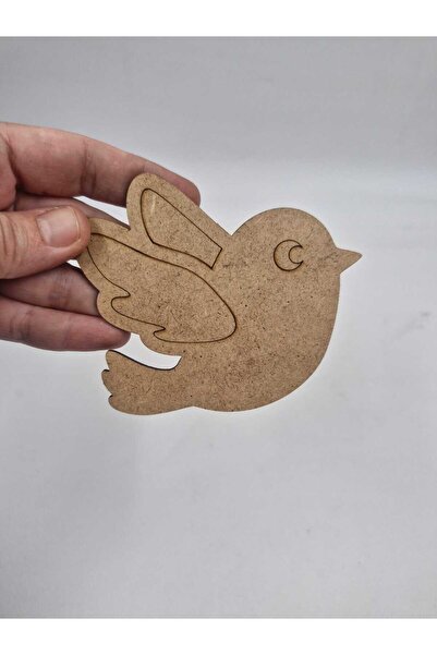 Mu Art Ahşap Ahşap Kuş Figürü Kendin Yap Boyama Seti - 3 mm Ham MDF Lazer Kes...