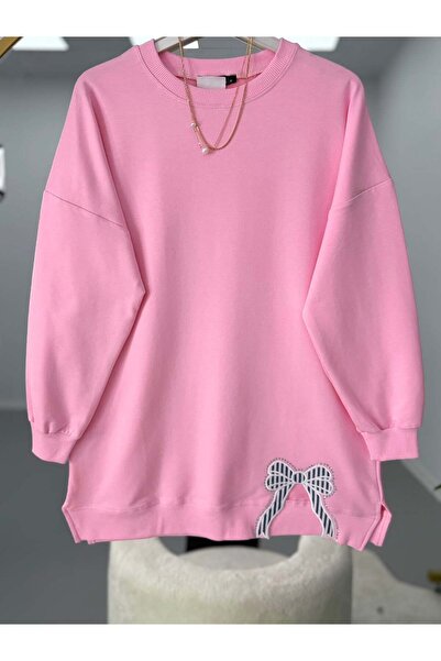 modasindoma Ribbon Embroidered Hijab Tunic Pink
