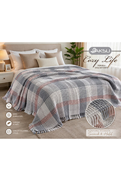 AKSU COZY LIFE PAMUKLU SKOC BATTANİYE 150*200 İNKA GÜL KURUSU