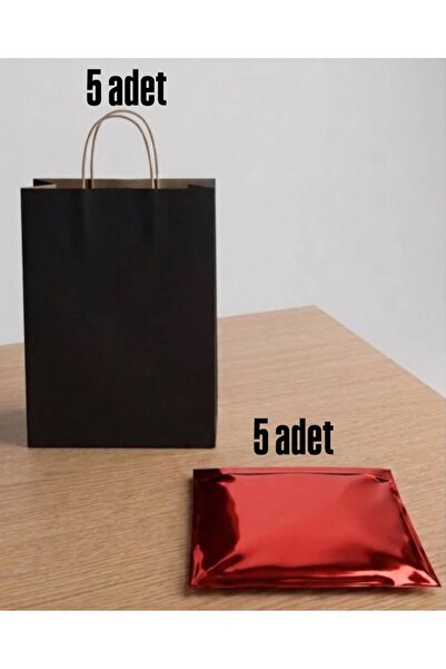 e Erta 25x31 Cm 5 Adet Siyah Renkli Kraft Çanta,25x35 Cm 5 Adet Kırmızı Renkl...