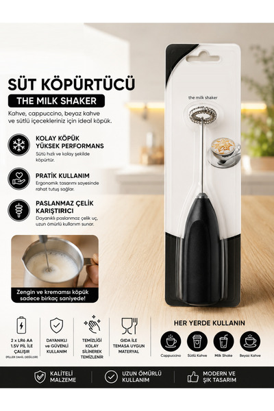 GÜZELYÜZ AVM Süt Kahve Köpürtücü Yumurta Karıştırıcı El Mikseri Pilli Kahve Ç...