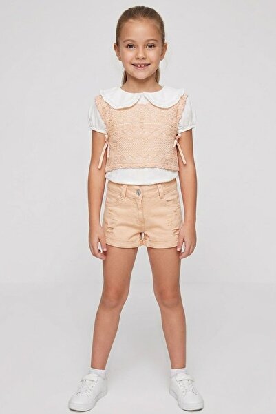 ww waka waka kids store Κοριτσίστικο Σετ με Δαντελένιο Γιλέκο, Μπλούζα και Σο...