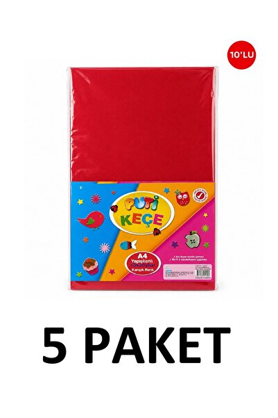 Puti 5 Packs of Mixed Color A4 Adhesive Felt 20X30 cm 10 Pieces