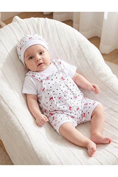 MiniKids Set 3 piese bebelusi animalut, alb-rosu
