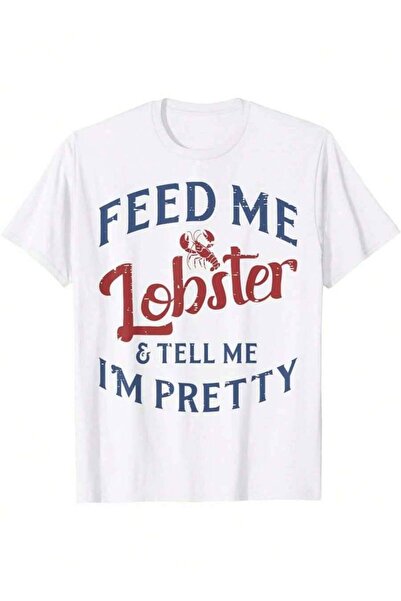 4Car تي شيرت رجالي مطبوع عليه "Feed Tell Me I'm Pretty" Seafood Lover Graphic...