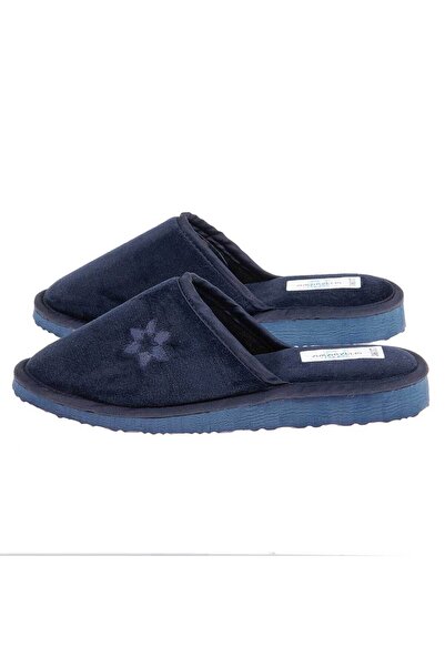 Slipper Γυναικεία μπλε βελούδινη παντόφλα, ελληνικής κατασκευής