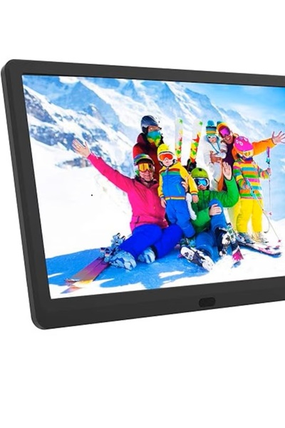 Sundaee Ramă foto digitală de 10 inch, neagră, cu telecomandă, ceas și calendar