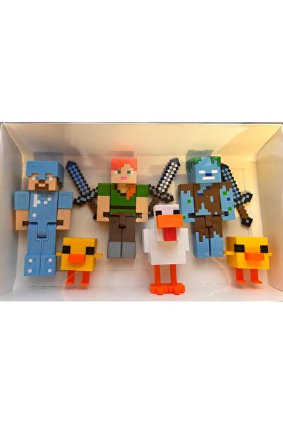 Yakamoz 3d Minecraft Alex,Diamond Steve,Drowned Zombi ,Tavuk,2 Civciv ve 3 Kı...