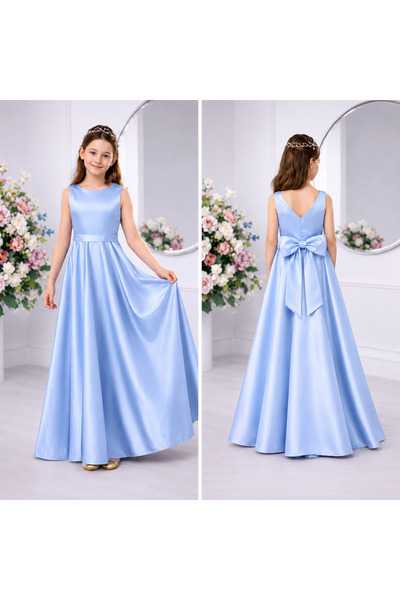 miço kids Girl's Long Evening Dress Sleeveless A-Line Princess Model Event an...