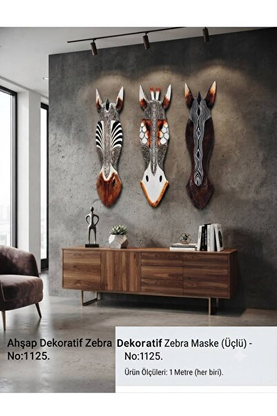 XTRIKE ME Ahşap Dekoratif Duvar Süsü ve Obje Zebra Mask 1.Metre Karışık Renk 1 adet