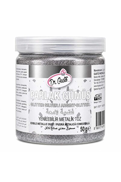 Dr. Gusto DR GUSTO YENİLEBİLİR METALİK TOZ GLITTER GÜMÜŞ 50 GR