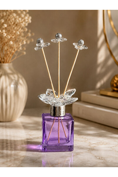 Hinora Luna Crystal Dekoratif Cam Oda Kokusu Şişesi Kristal Taşlı Reed Diffus...