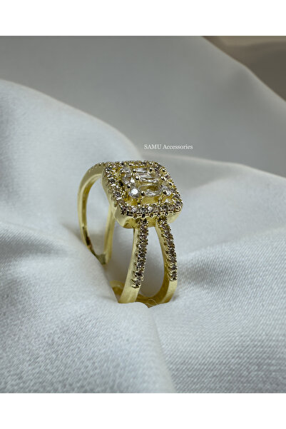 Samu Accessories خاتم فولاذي قابل للتعديل مرصع بأحجار الباجيت ذو الأكمام المز...