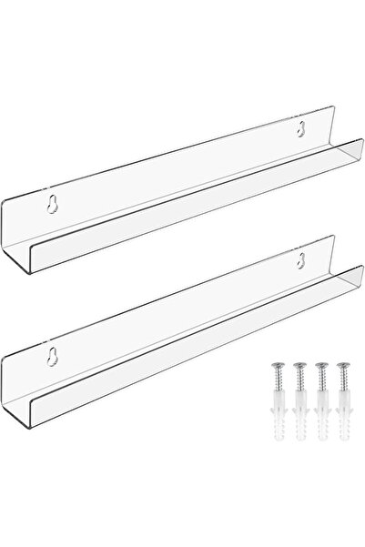 NALACAL 2 Pieces Acrylic Floating Shelves, 15inch Clear Acrylic Shelf, Invisi...