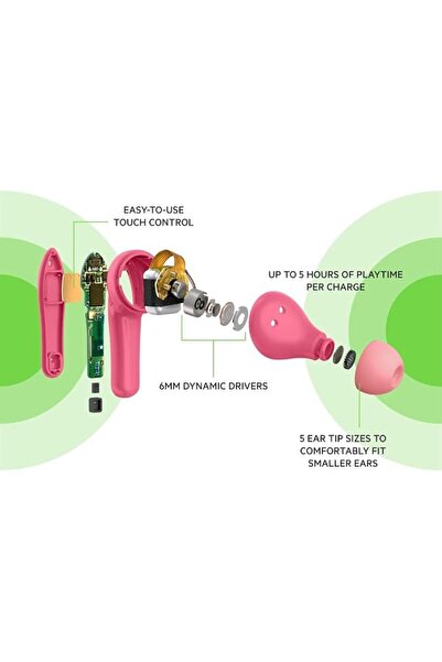 Belkin سماعات أذن لاسلكية حقيقية للأطفال من SOUNDFORM Nano، بحد 85 ديسيبل لحم...