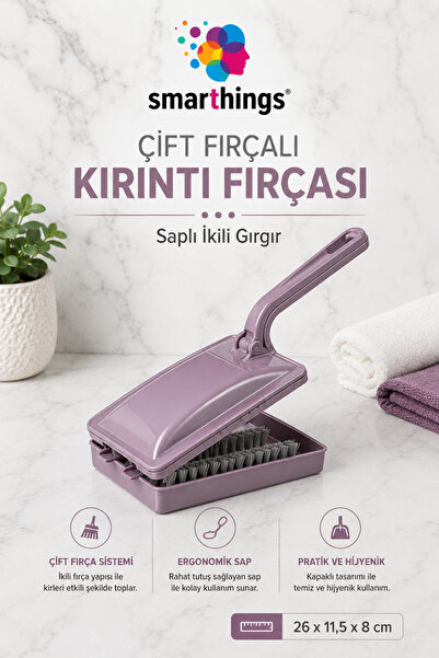 smarthings Çift Fırçalı Kırıntı Toplama Fırçası Saplı Manuel Gırgır Halı ve K...