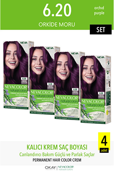 Neva Color Natural Colors saç boyası set 6.20 ORKİDE MORU set (4 ADET)