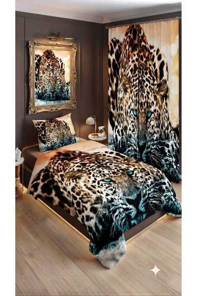 Elmas Dizayn 280*240 سم. طقم غرفة نوم بتصميم خاص مع ستارة، غطاء لحاف فردي، طق...