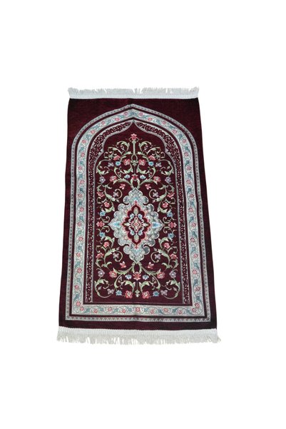 MAYSAM HAC UMRE HEDİYELİK Lined Premium Chenille Prayer Rug 67X112 cm