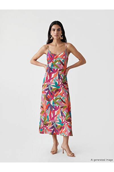 LC Waikiki Original V-Neck A-Line Dress with String Straps