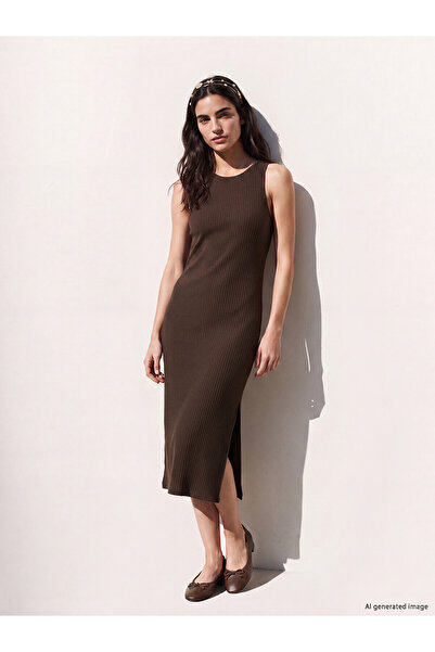 LC Waikiki Original Oval Neck Slit Bodycon Dress