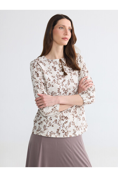 LC Waikiki Original Tie-Neck Floral Blouse