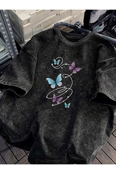 HOFFNUNG Unisex Oversize Vintage Washed Street Style Μόδα του δρόμου Βαμβακερ...