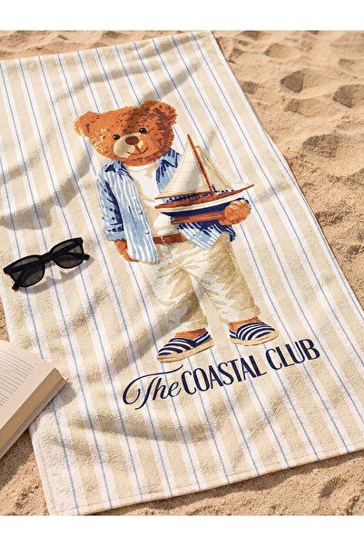 LC Waikiki Trendlucky Bear Teddy Printed Beach Towel with Difference in Color...