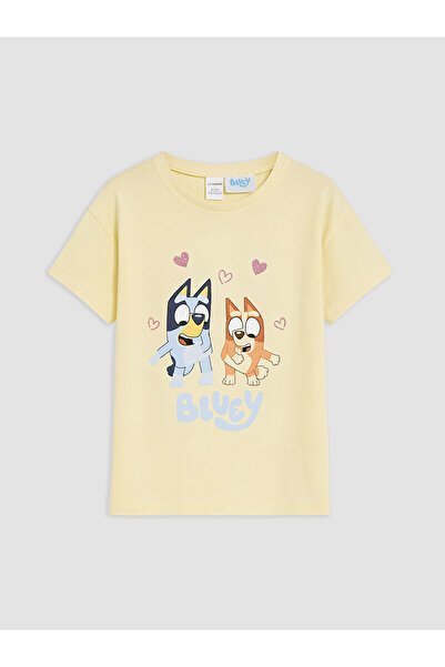 LC Waikiki Original Oval Collar Bluey Printed Girls' T-Shirt