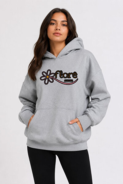 herkesemoda Flore, Printed Hooded 2 Thread Rastered Sweatshirt