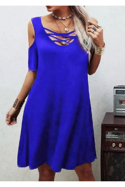 oniks store Low-Cut Lace Detail Viscose Fabric Dress