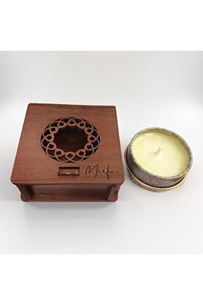 Mirfa Scented Candle In Wood Crafted Box - Fresh Mint Lime Retreat - Small