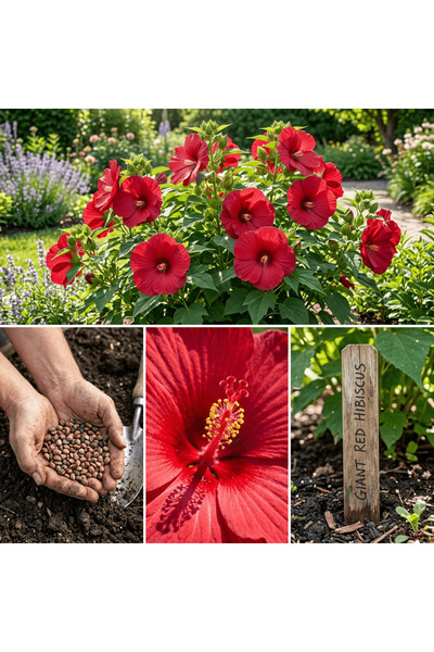 Bloom & Sow Seed بذور الكركديه الحمراء العملاقة المقاومة للبرد - زهرة ضخمة مت...
