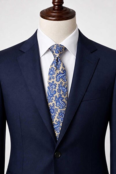 Kravatkolik Itır Color Shawl Pattern Italian Silk Tie İk2536
