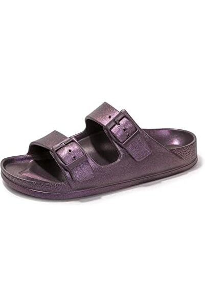 FUNKYMONKEY Women's Comfort Slides Double Buckle Adjustable EVA Flat Sandals ...