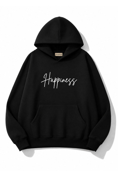 herkesemoda Hanorac cu glugă imprimat Happines, cu 2 fire, tip Rasteron