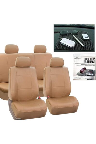 FH Group Front Set Faux Leather Car Seat Covers for Low Back Seat with Remova...