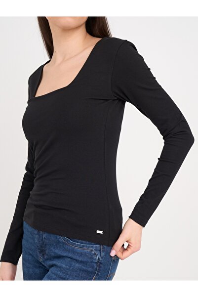 Timeout - Tricou dama cu maneca lunga de culoare uniforma