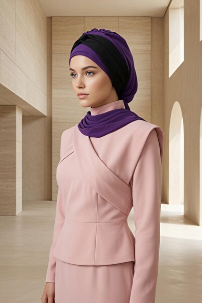 Aisha's Design Double Color Design Chiffon Ready-Made Turban,Ht-46,Ht-46