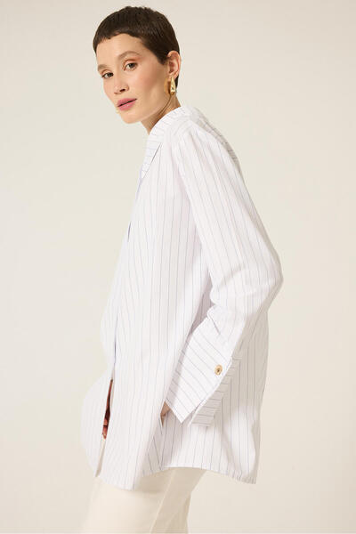 Touché Privé Thin Striped Shirt with Wide Cuffs