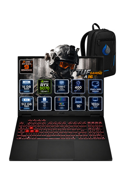 ASUS TUF Gaming A16 AMD Ryzen 9 8940HX 16 GB DDR5 512 GB SSD RTX 5070 8GB 16'...