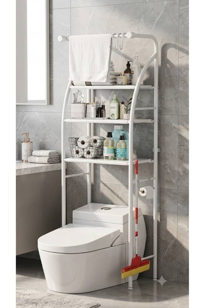Generic Brand 3-Tier White Metal Bathroom Organizer Rack