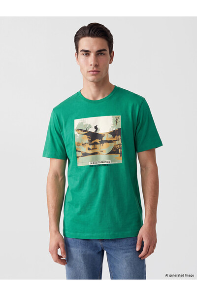 LC Waikiki Zero Roba Collar Printed Men's T-Shirt from Uzg Store for Style En...